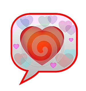 Speech bubble heart emoji communication, icon vector