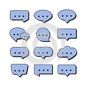 Speech Bubble Icon Set in Flat esign Element Style