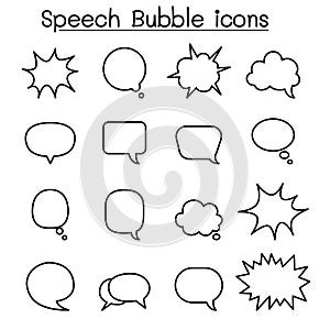 Speech bubble icon set in thin line style