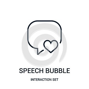 speech bubble icon vector from interaction set collection. Thin line speech bubble outline icon vector illustration