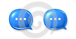 Speech bubble icons. Chat comment icons set. 3d talk message box with ellipsis. Social media dialog banner. Vector photo