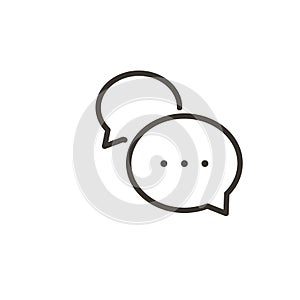 Speech bubble interaction icon. Vector thin line simple illustration of a dialogue with minimal cartoon balloons