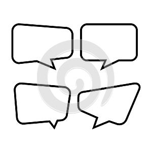 Speech bubble isolated on white, speech balloon square sign for communication symbol, doodle line speech bubble for talk text,