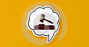 speech bubble and justice concept