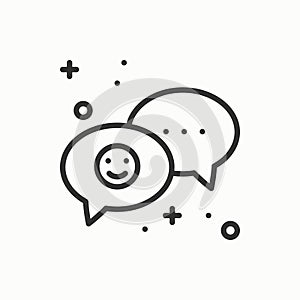 Speech bubble line icon. Conversation chat dialog message question. Thin linear party basic element. Vector simple