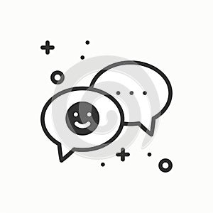 Speech bubble line icon. Conversation chat dialog message question. Thin linear party basic element. Vector simple