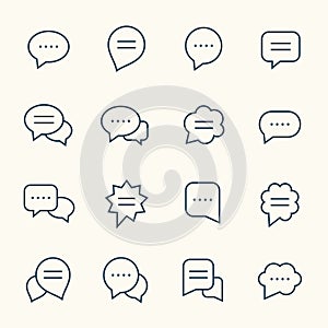 Speech bubble line icons