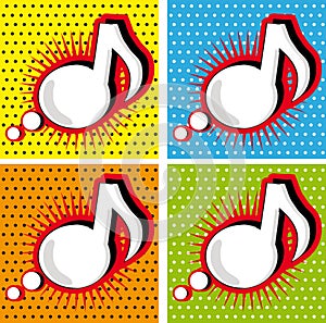 Speech Bubble Music Note in Pop-Art Style background