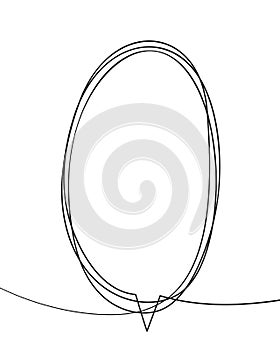 Speech bubble oval vertical line continuous drawing Tangled round scribble hand drawn thin line