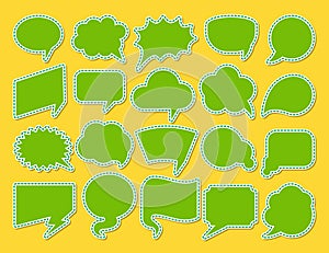 Speech bubble patch icon set comic message sticker