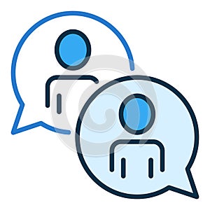 Speech Bubble with People vector Talking concept blue icon