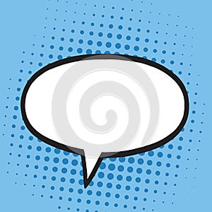 Speech Bubble in Pop Art Comics Style. Blue Colors Retro Illustration Background