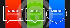 Speech Bubble Quote Template. Blank Speech Bubble in different color and forms. Space for Quotes. Vector illustration.