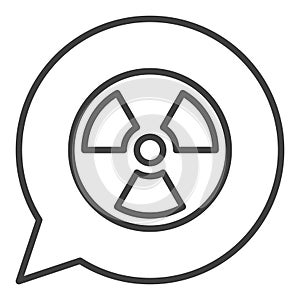 Speech Bubble with Round Radiation symbol vector thin line icon or symbol