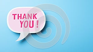 Thank You Speech Bubble on Blue Background
