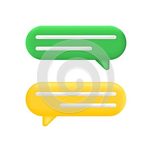 Speech bubble set. Color text box. Message tag balloon. Social media live chat shape. Dialog frame. Speak cloud icon. 3d