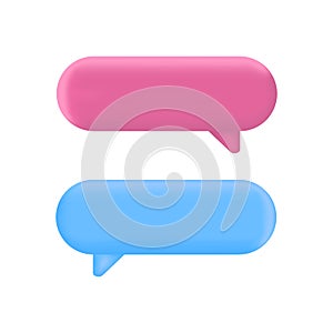 Speech bubble set. Color text box. Social media live chat shape. Message tag balloon. Dialog frame. Speak cloud icon. 3d