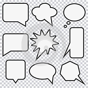 Speech bubble set. Elements for design comic strip. Vector.