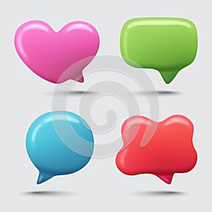 Speech bubble set isolated on white background. Speech bubble, chat box. 3d vector realistic image
