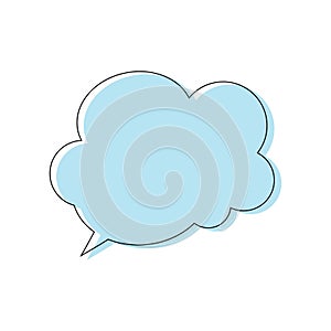 A speech bubble in the shape of a cloud, isolated on white in the style of a comic, doodle
