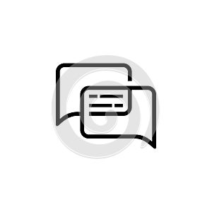 Speech bubble sign. Talk bubble line icon. Chat message symbol. Color line concept. Black and red thin line bubble icon