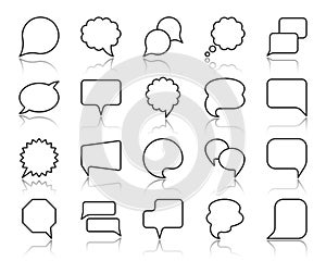 Speech Bubble simple black line icons vector set