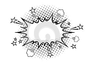 A speech bubble template with a shadow of semitones on a white background.