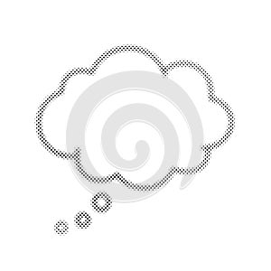 Speech bubble. Text comic balloon. Black talk box on background. Halftone cartoon frame. Dialog cloud. Chat element. Icon message