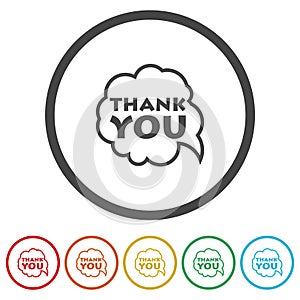 Speech Bubble Thank you icon. Set icons in color circle buttons