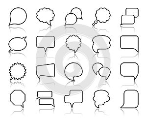 Speech Bubble simple black line icons vector set photo