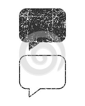 Speech bubble vector icon collection with grunge texture. Message and chat symbol set. Empty or blank speak and text sing.