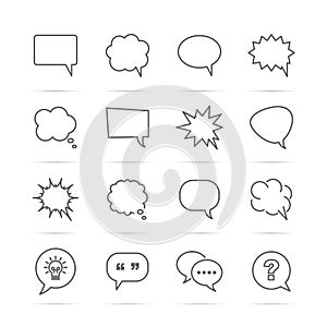 Speech bubble vector line icons