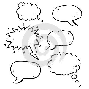 Speech bubble vector set, hand drawn collection