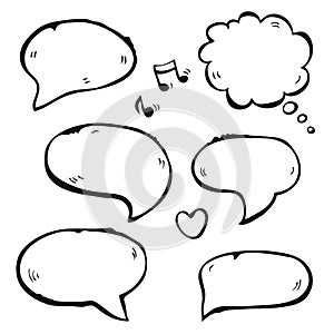 Speech bubble vector set, hand drawn collection