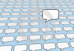 Speech bubble voice talks over social media blue