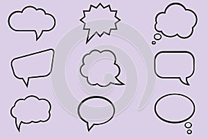 Set of vector comic speech bubbles. Doodle chat cartoon bubbles.