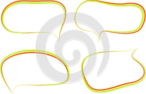 bright orange green colors decorative art lines speech bubbles set