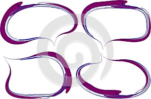 creative abstract purple blue colorful art doodle speech bubbles set