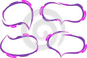 purple pink painted abstract style pattern speech bubbles set