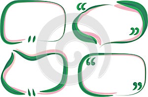 green pink decorative brush stroke abstract quotation frames set