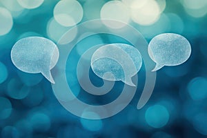 Speech Bubbles on Blurred Blue Abstract Background