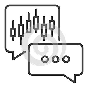 Speech Bubbles with Candlestick Trading Chart vector icon or symbol in outline style