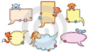 Speech Bubbles with Cartoon Animals