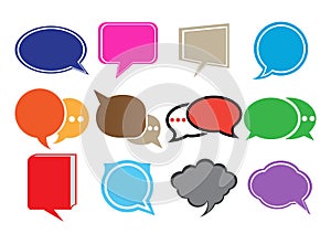 Speech bubbles chat icons and speak shape for logo design question asking illustration on white background