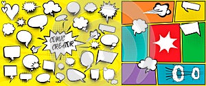 Speech bubbles comic creator set