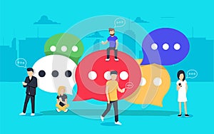 Speech bubbles for comment and reply concept flat vector illustration