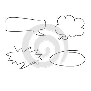 Speech bubbles doodle set. Comic clouds vector illustration