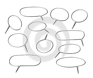 Speech bubbles hand drawn vector set cute illustration