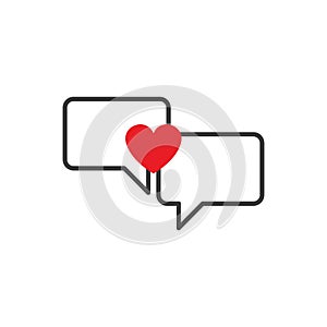 speech bubbles with a heart