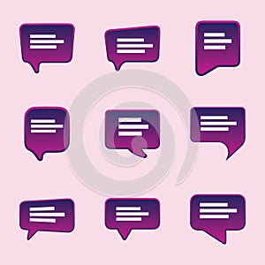 Speech bubbles icons set. Chat speech notification. Isolated vector illustration for chat in flat style